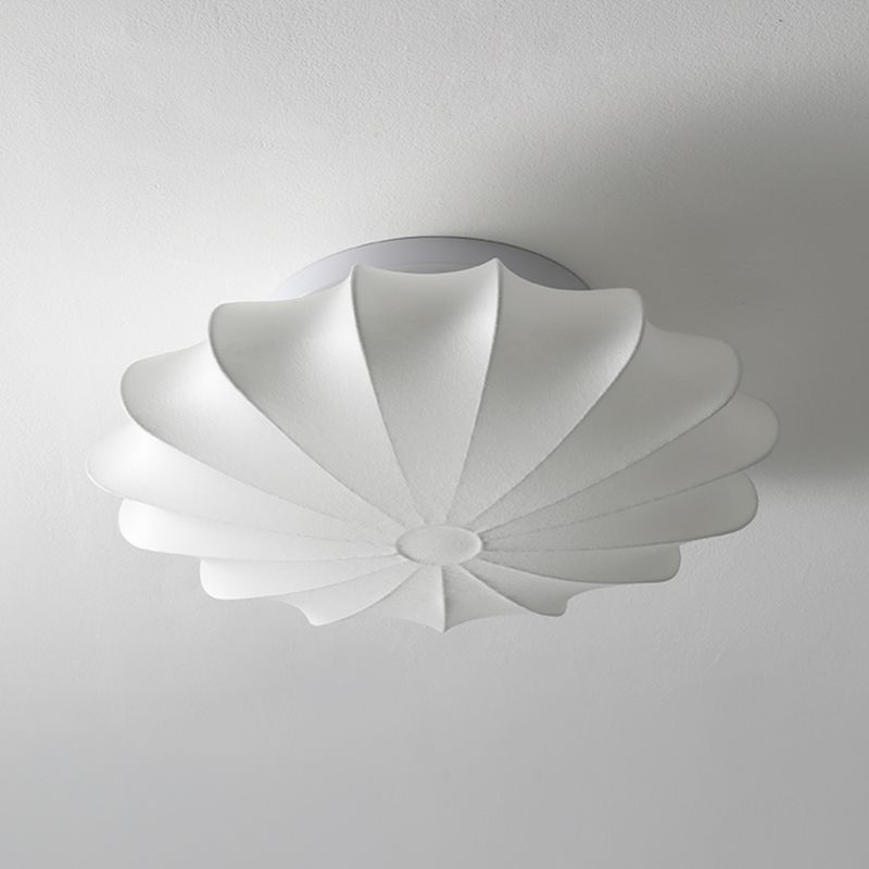 Fabric Lantern Shape Flush Mount Light Modern 1 Light Flush Mounted Light Fixture in White