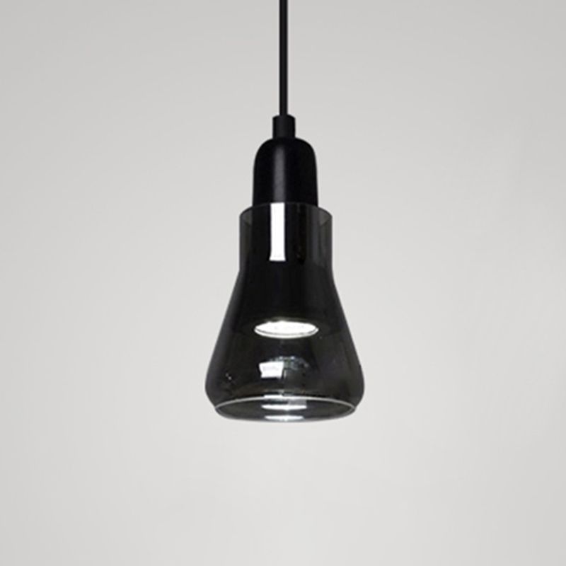 Hanging Cord Pendant Ceiling Light Modern Glass Dinning Room Hanging Light Fixture in Smoke Gray