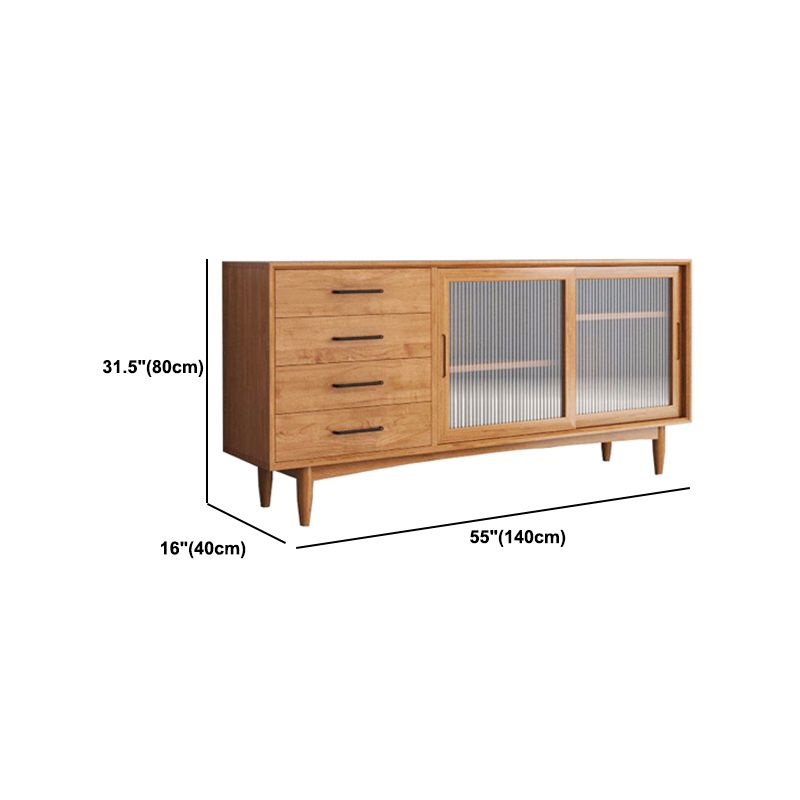 4 Drawer Buffet Table Modern Buffet Stand with Sliding Doors