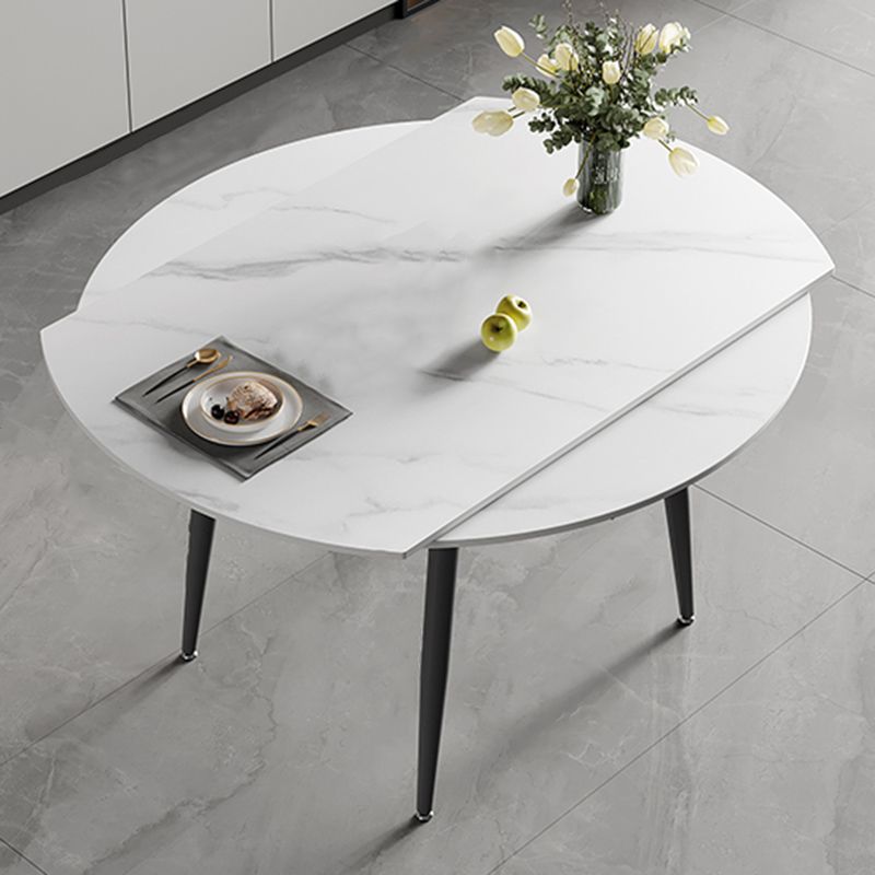 Modern Simple Dining Table Sintered Stone Dinner Table with Metal Legs