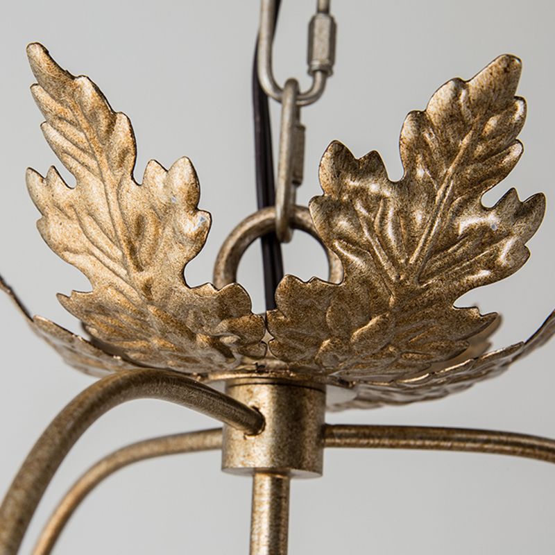12,2 "breites Vintage Rustikalstil Kristallkronleuchter Licht 3 Licht Metallic Blatt dekoratives Schlafzimmer Anhänger Licht in Gold