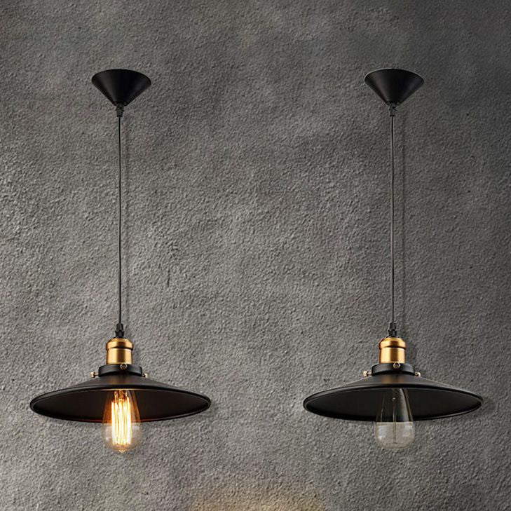 Schwarzkegel Single -Pendelleuchte im industriellen Retro -Stil schmiedeeisere Hanglampe für Esszimmer