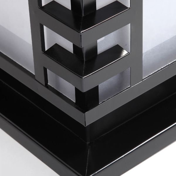 Square Waterproof Pillar Lamp Black Solar Outdoor Lights for Garden