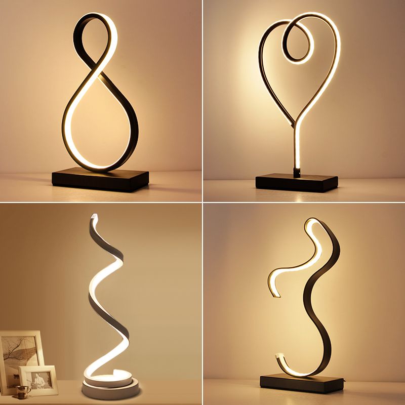 Aluminum Line Art Night Lighting Minimalism LED Accent Table Light for Living Room
