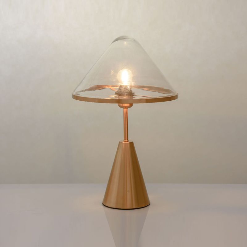 Gold Cone Shape Table Lamp Nordic Style Table Light with Glass for Bedroom