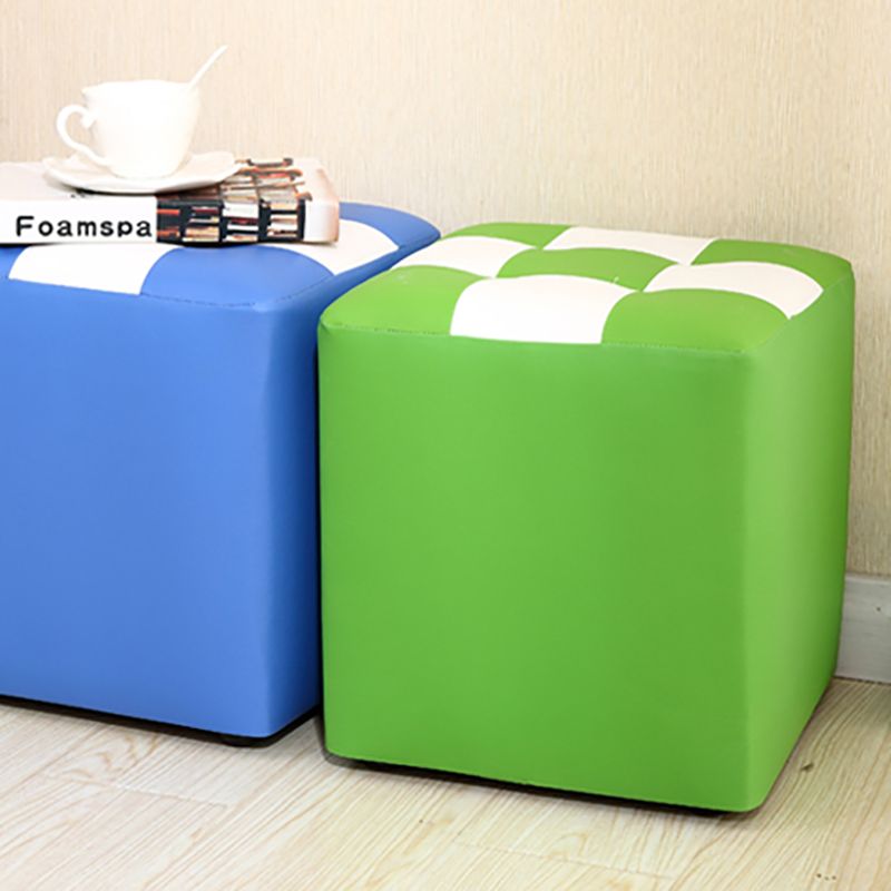 Purple Modern Pouf Leather Check Print Pouf for Drawing Room