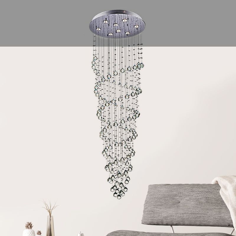8 Lights Flush Mount Ceiling Chandelier Modern Stranded Crystal Beaded Flushmount Lighting in Chrome