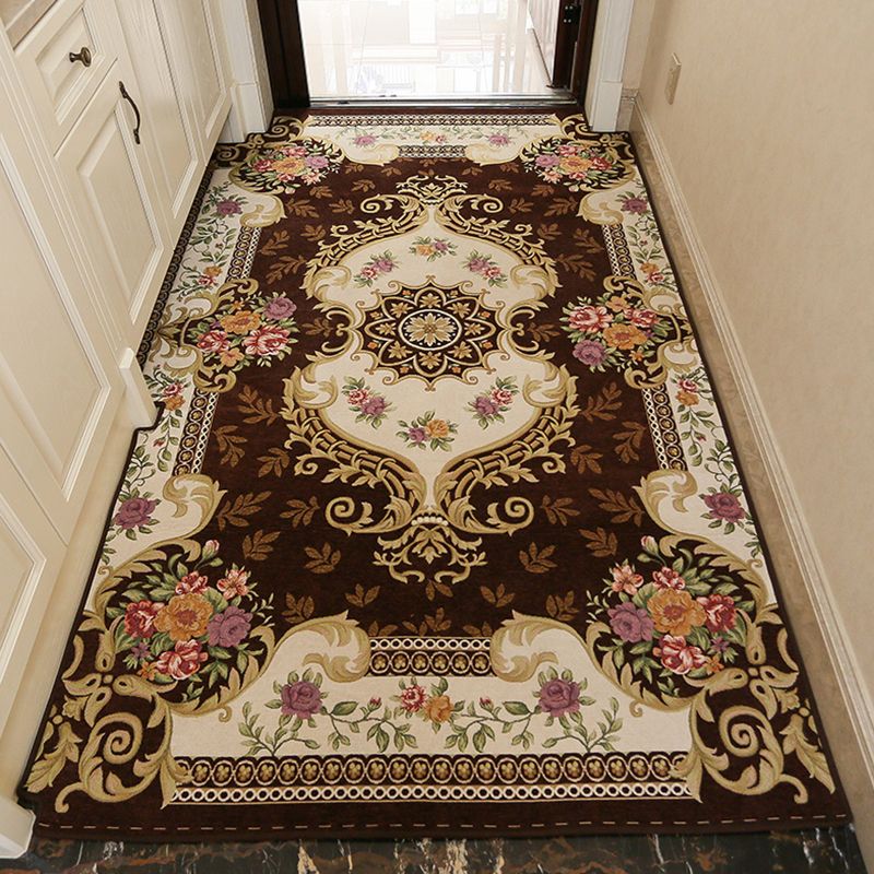 Vintage Area Carpet Medallion Pattern Rug Rectangle Adults Carpet Non-Slip Backing