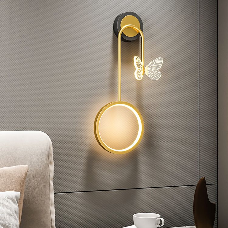 Modern Metal Wall Light Geometric LED Wall Sconce with Butterfly for Bedroom