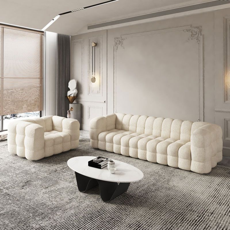 Fabric Modernism Biscuit Back Sofa 29.92" High Tuxedo Arm Sofa