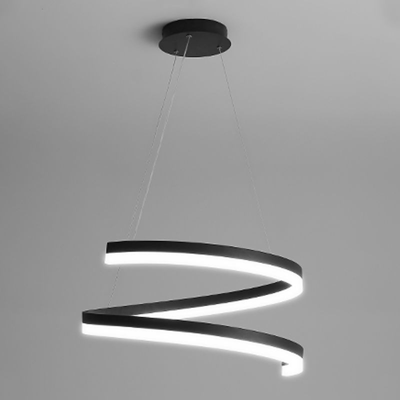 Curvas sin costuras Luz de colgante lámpara de lámpara contemporánea metal 1 luz