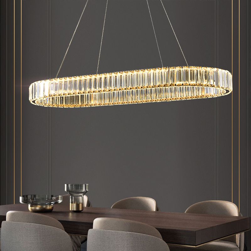 Gold Crystal Pendant Lighting Simplicity LED Chandelier Lighting Fixtures for Living Room