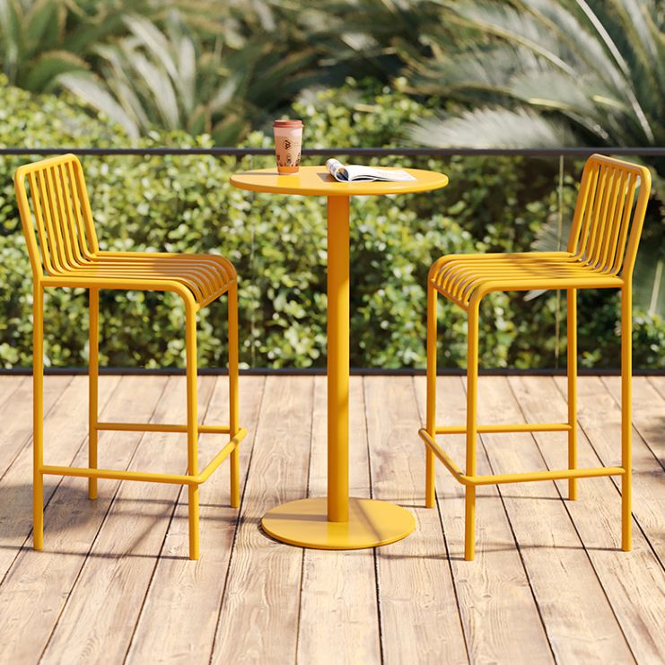 Outdoor Table with Pedestal Base Metal Table - 24" W X 24" L X 41" H