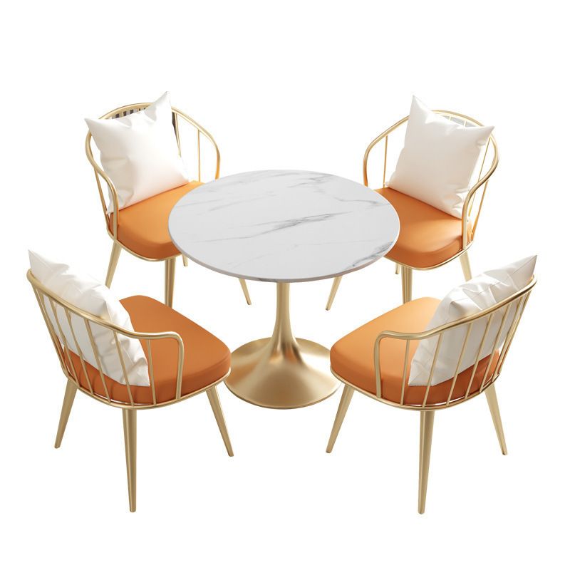 Glam Sintered Stone Dining Room Set with Gold Leg Dining Furniture for Home Use