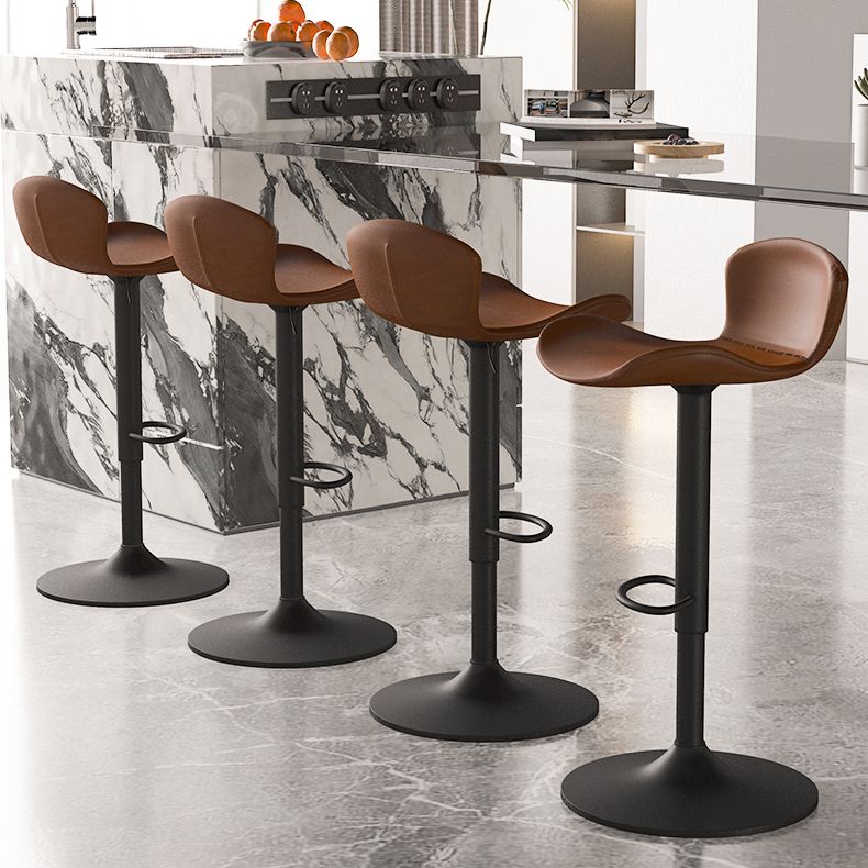 Faux Leather Adjustable Height Swivel Armless Bar Stool with Footrest