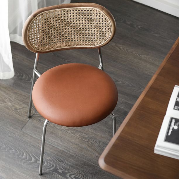 Contemporary Kitchen Metal Dining Side Chair Opening Back Dining Side Chair