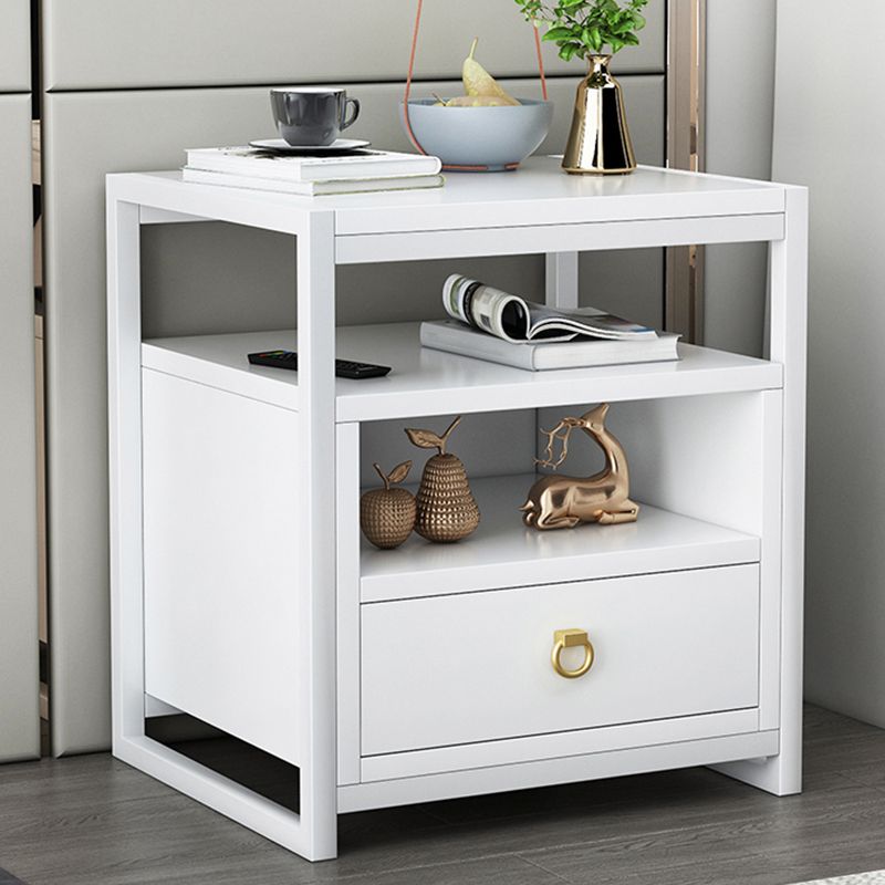 18 Inch H Nightstand Imitation Wood Drawer Storage Modern Night Table