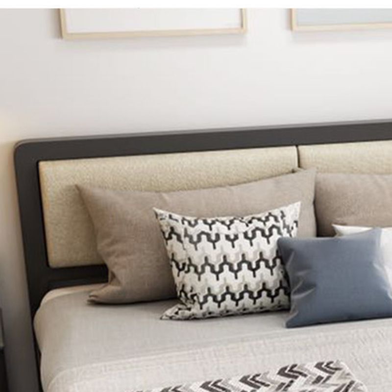 Contemporary Metal Standard Bed, Panel Rectangular Headboard Bed