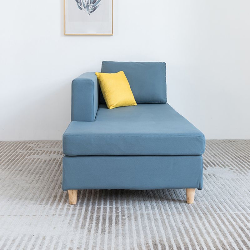 Wood One Armed Scandinavian Chaise Square Arms with Legs for Living Room