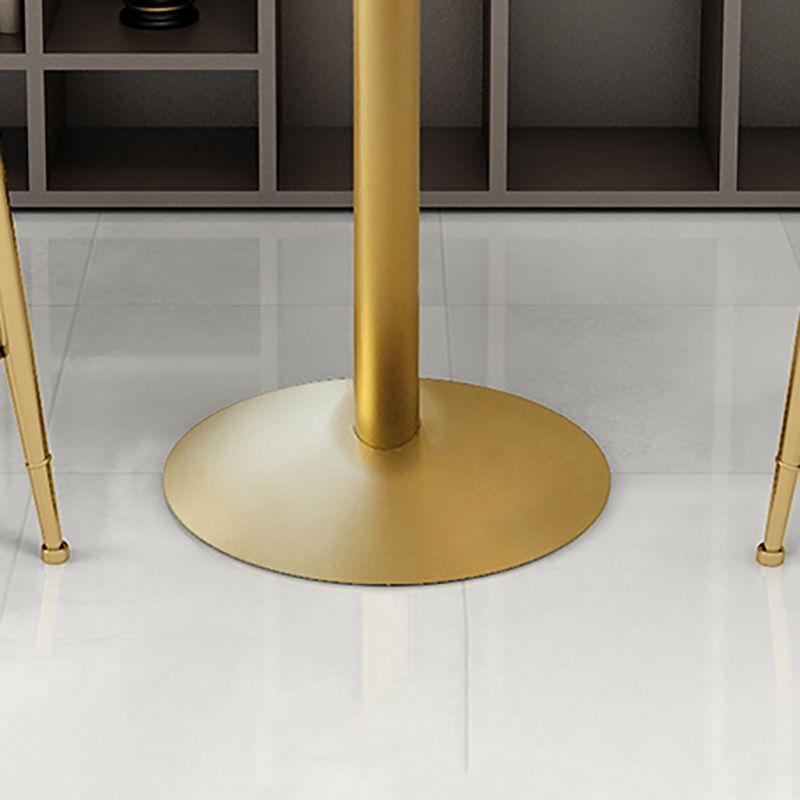 Glam Solid Wood Bistro Table Fixed Pedestal Bar Dining Table with Metal Base