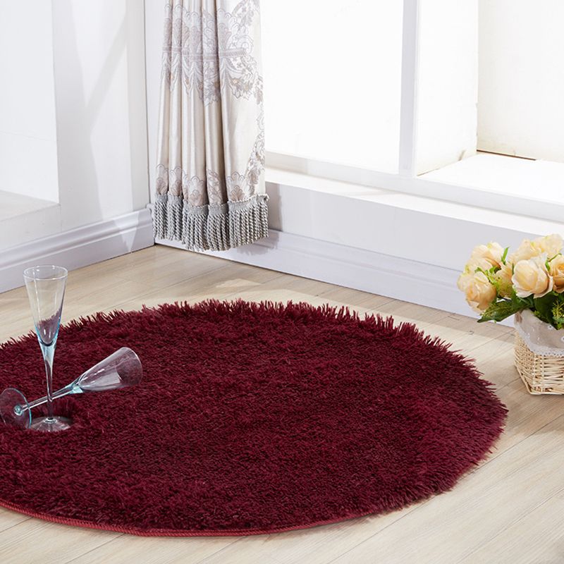 Simplicity Plain Shag Rug Contemporary Round Carpet Nylon Anti-Slip Backing Carpet for Living Room
