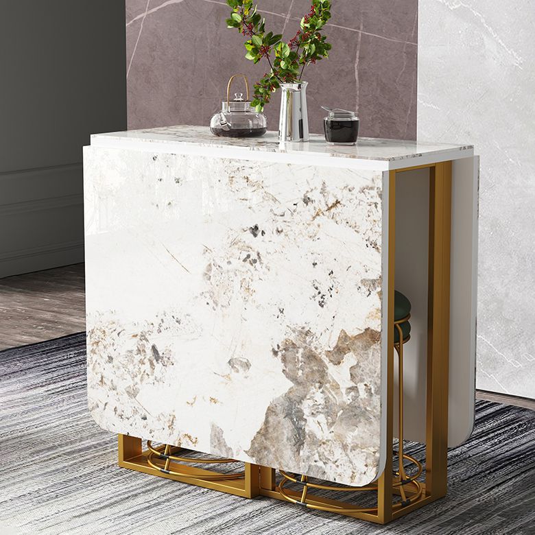 59'' Foldable Sintered Stone Top Kitchen Table Modern Rectangle Table with Trestle Base