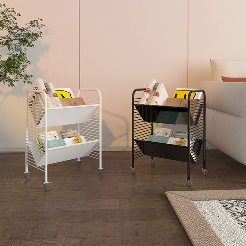 Industrielle geometrische Bücherregal Metal Open Back Bücher mit Rädern, 21,7 "H x 11,4" W.