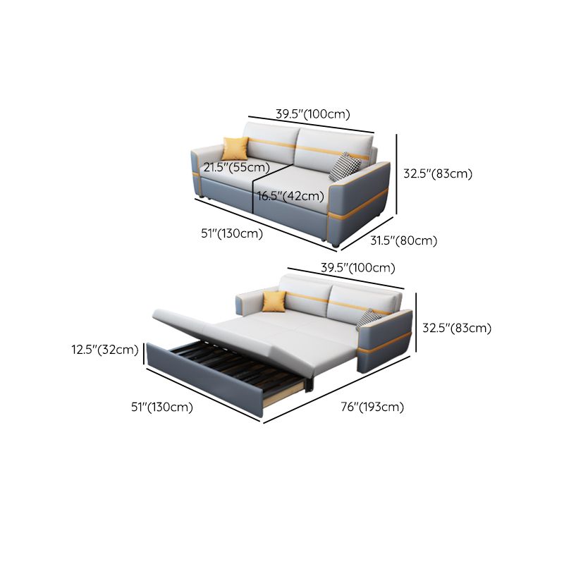 Upholstered Convertible Sofas Faux Leather Sleeper Sofa with Storage