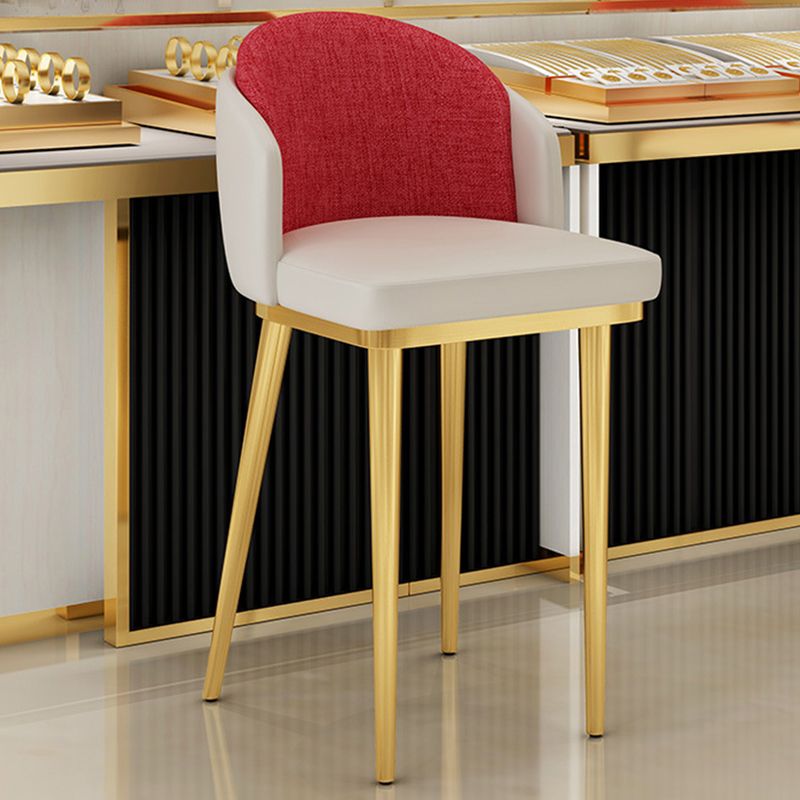 30.34'' Leather Glam Bar Stool Matte Finish Upholstered Restaurant Stool