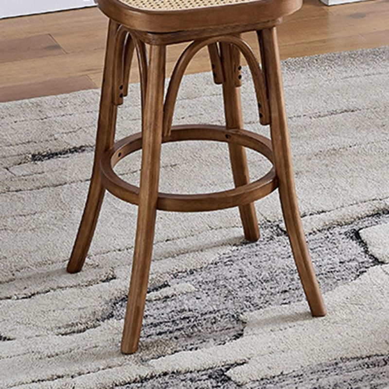 Contemporary Wood Counter Stools Rattan Bar Stool for Home Use
