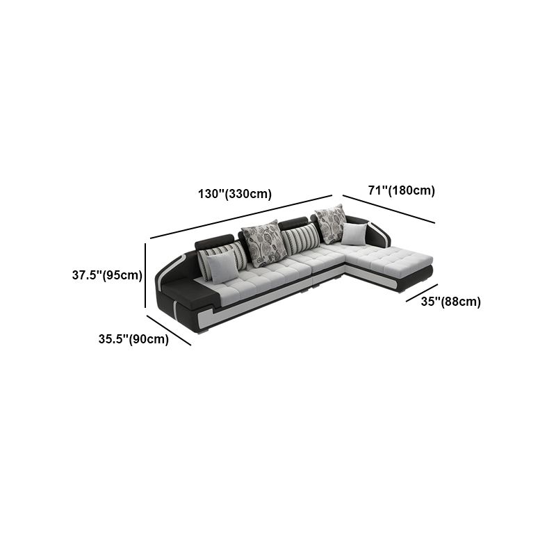 Light Gray Contemporary Sectional with Removable Cushions for Living Room