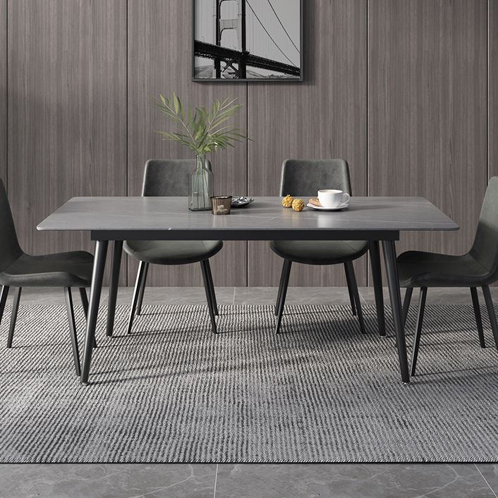 Modern Rectangle Dining Table Sintered Stone 4 Legs Table for Dining Room
