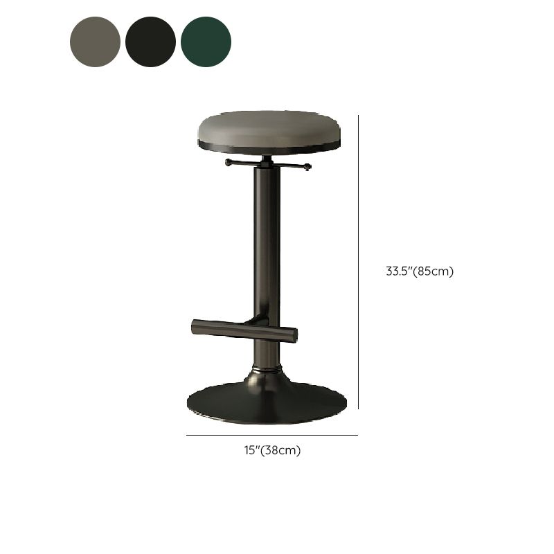 Industrial Armless Counter Stool Adjustable Bar Stool with Metal Base