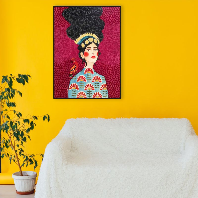 Light Color Fashion Figure Painting Illustration Glam Textured Canvas for Lounge