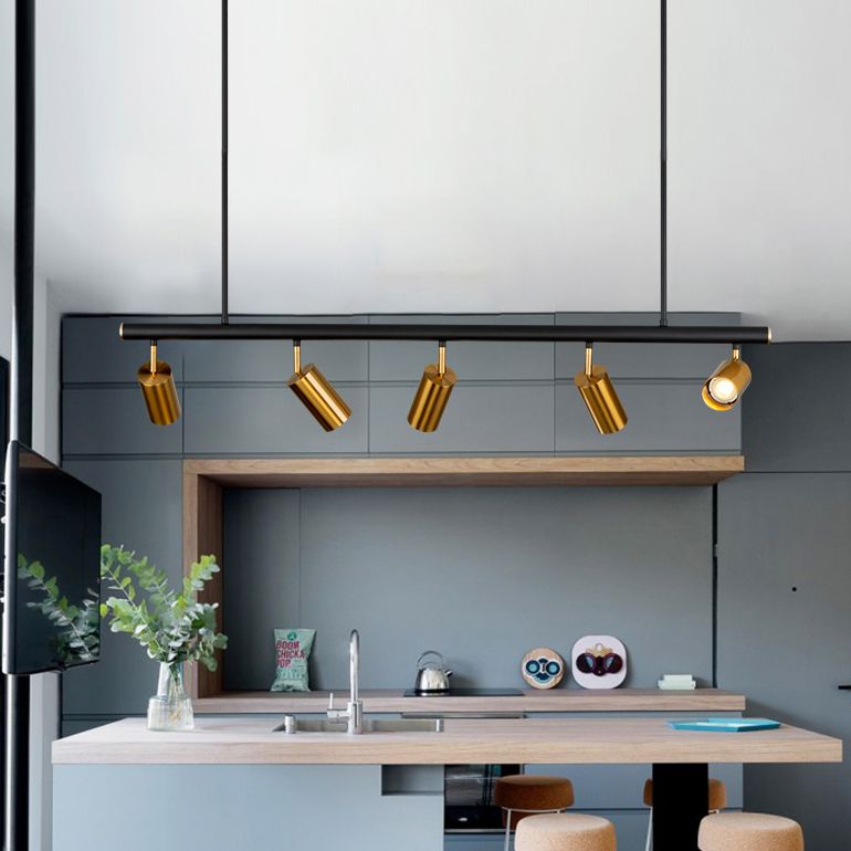 5-Lights Cylindrical Island Light Nordic Style Angle Adjustable Spotlight Dining Room Lighting Fixture