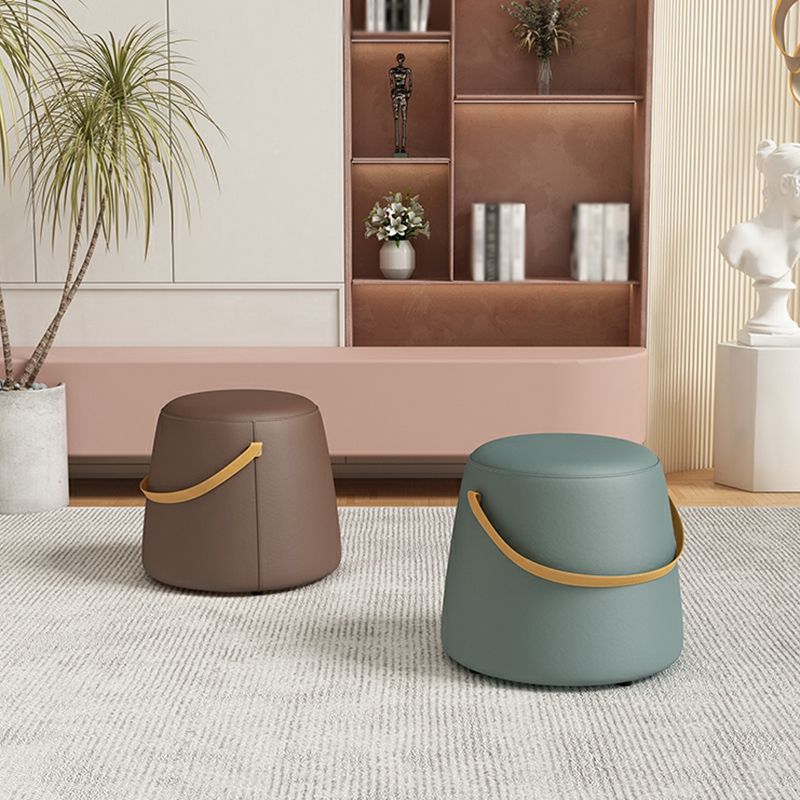 Contemporary Round Couch Ottoman Plain Cotton Water Resistant Target Pouf