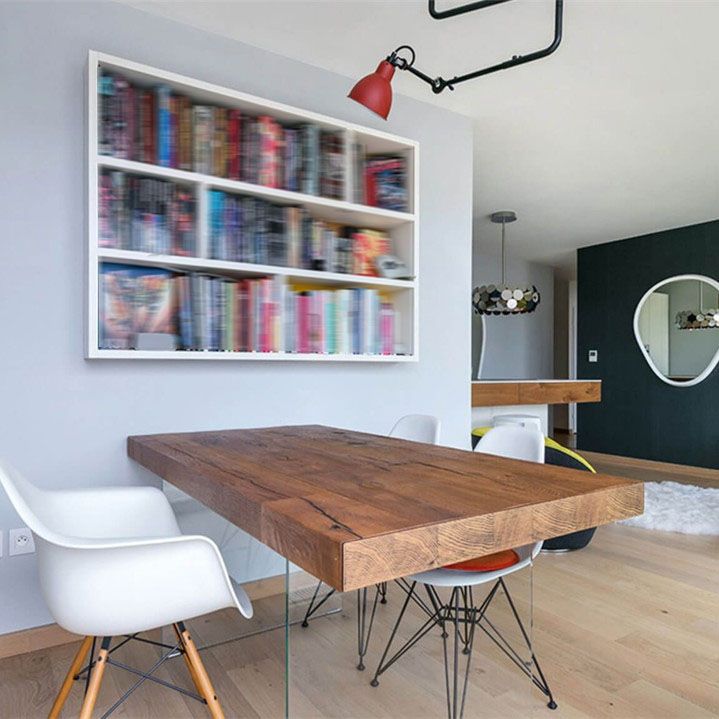 Modern Style Dining Table Rectangle Solid Wood Table for Home Kitchen