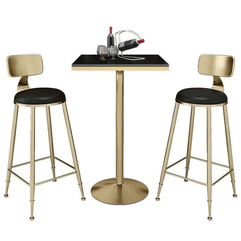 Nordic Marble Bar Table 42-inch Height Gold Metal Base Bistro Table