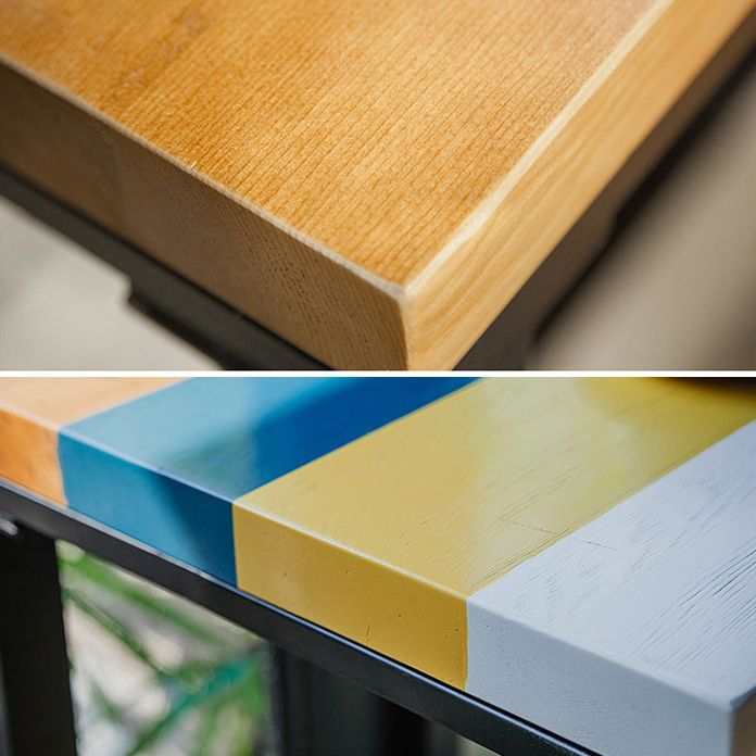 Industrial 1/5 Pieces Bar Table Set Rectangle Wood Counter Table with High Stools for Cafe