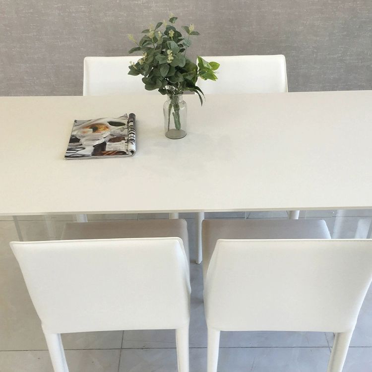 White Stone Dinette Table with Acrylic Base Modern Rectangle Dining Table