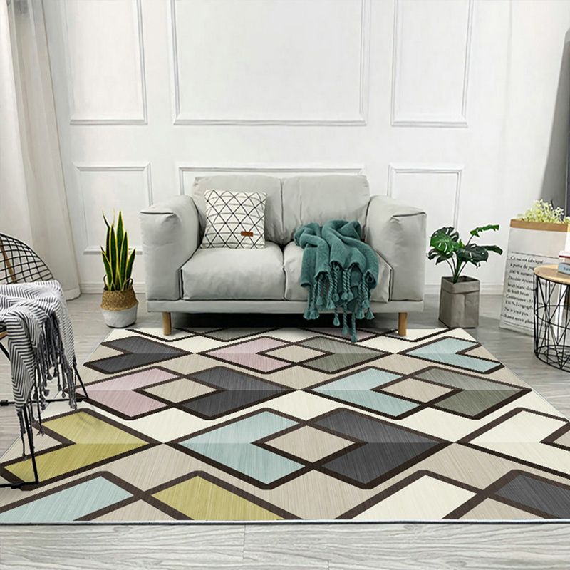 Colorful Triangle Print Rug Multicolor Modern Style Rug Synthetics Washable Stain Resistant Anti-Slip Rug for Home