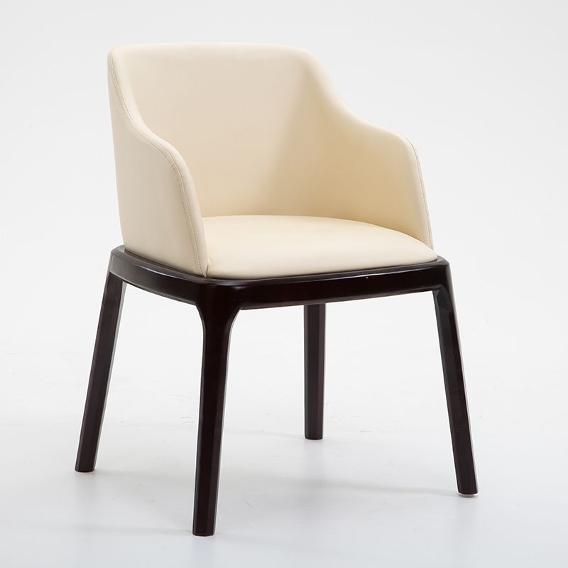 Silla de comedor escandinava de cuero con acabado mate y respaldo macizo (juego de 2)