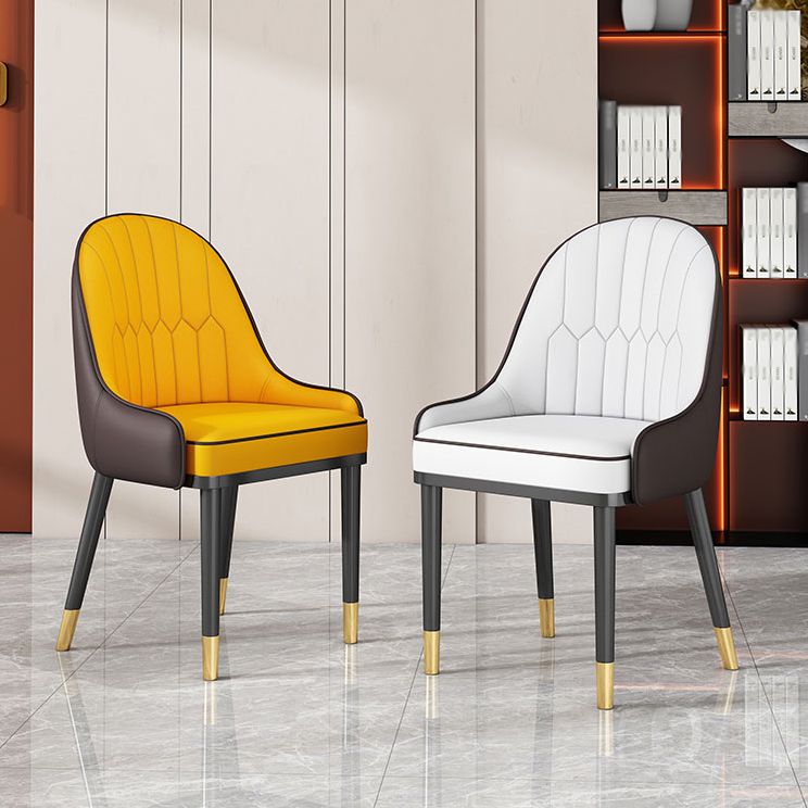 Glam Style Parsons Dining Side Chair Leather Indoor Dining Chair