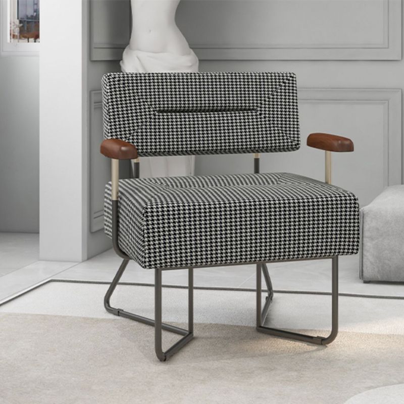 Contemporary Fabric Arms Included with Black Legs Accent Armchair