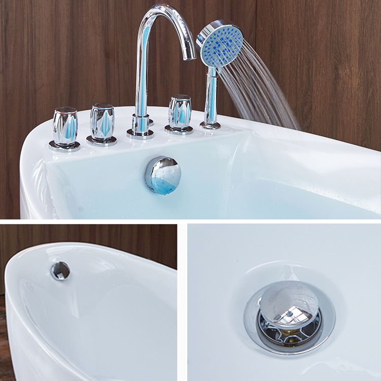 31.5-inch Wide Acrylic Oval Tub Freestanding Soaking White Bathtub