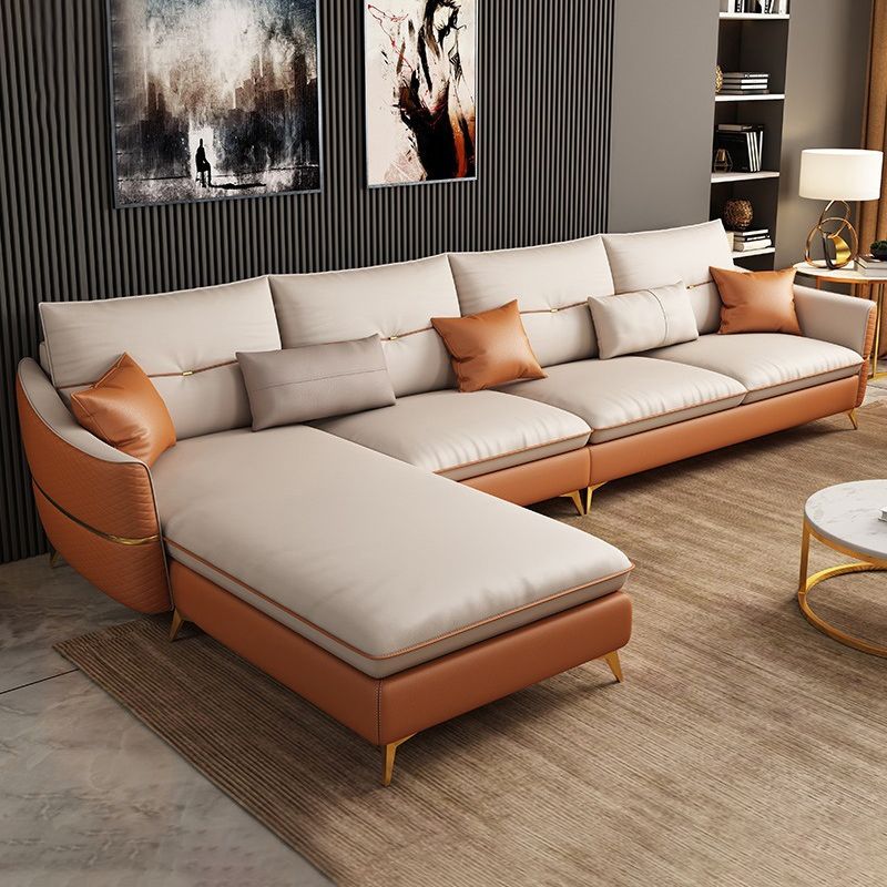 4-seat Luxurious Sectional with Pillows Sloped Arm Sectional