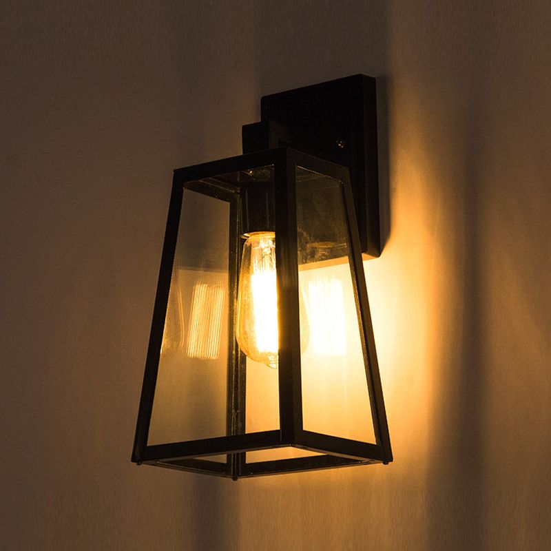 Industrial Metal Wall Light 14" High Wall Sconce with Glass for Outdoors