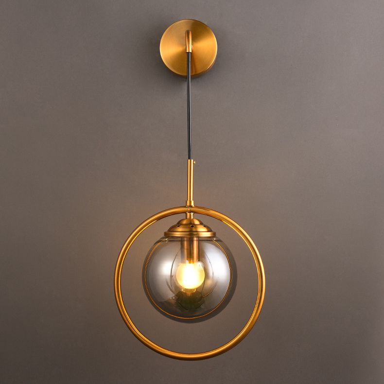 1-Light Round Shade Modern Style Glass Wall Lighting Fixtures en laiton pour le salon de la chambre
