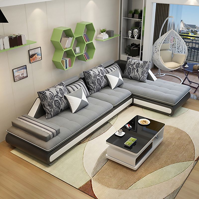 129.13 Inches Long Velvet Sectional Modern Sectional for Living Room