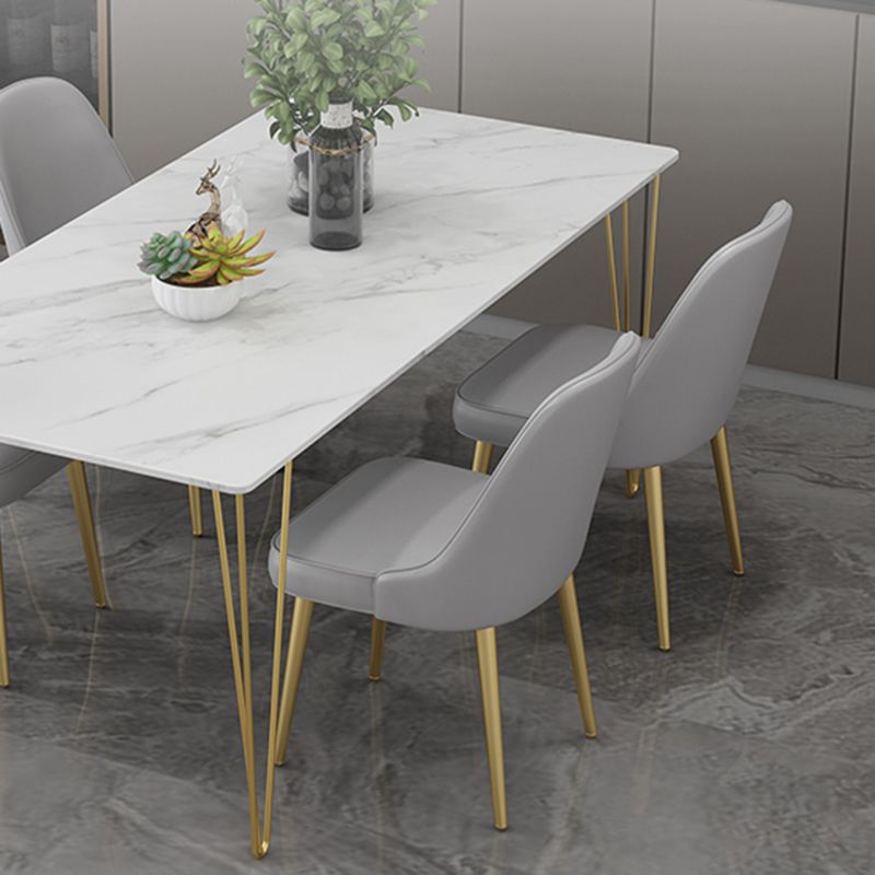 Chaises sans bras de salle à manger en métal nordique, chaises rembourrées en tissu de lin pour Restaurant